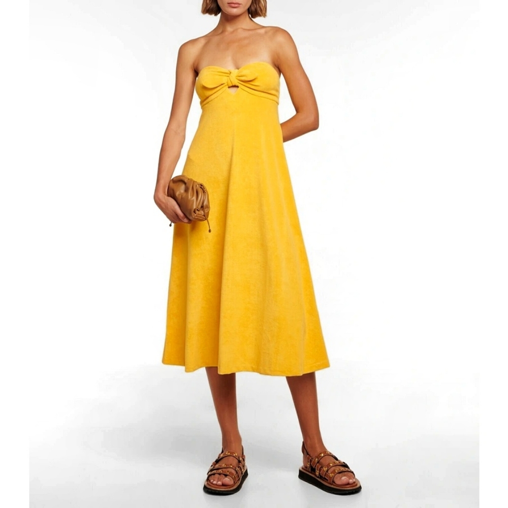 Zimmermann Jeannine Terry Cloth Resort Bow Tie Front Midi Dress